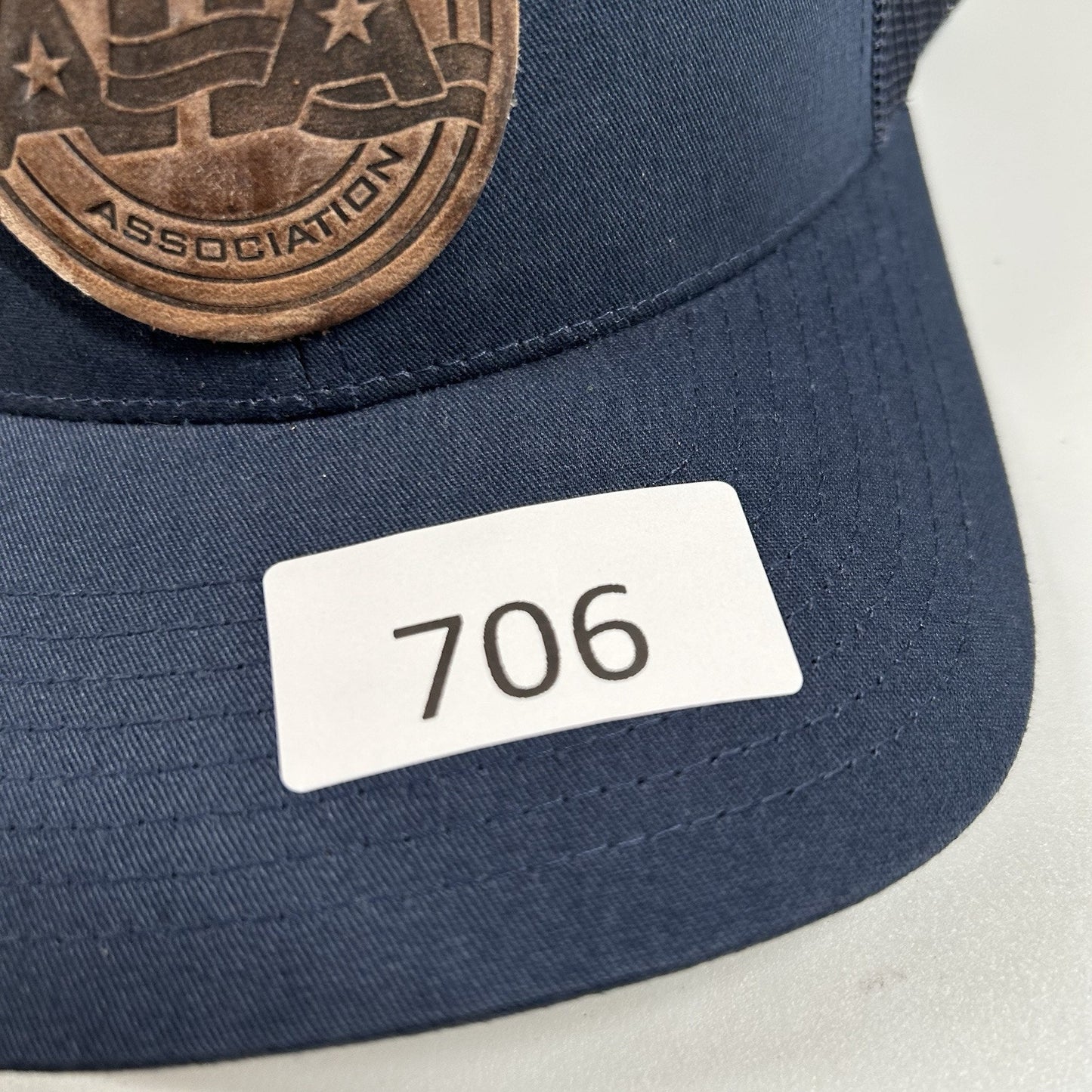 Adult Hockey Association Trucker Hat Cap Men Snapback Navy Leather Patch Yupoong