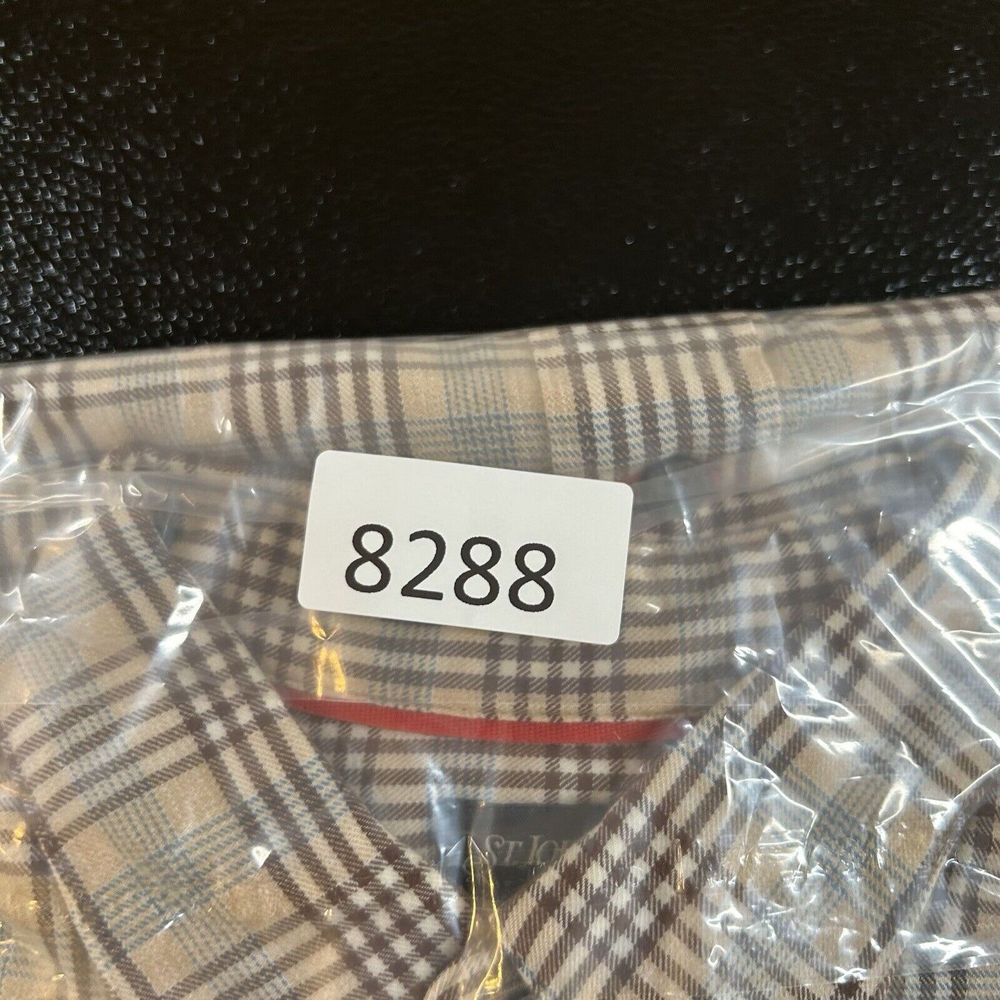 St Johns Bay Shirt Mens Medium Beige Blue Plaid Colorful Button Up Long Sleeve