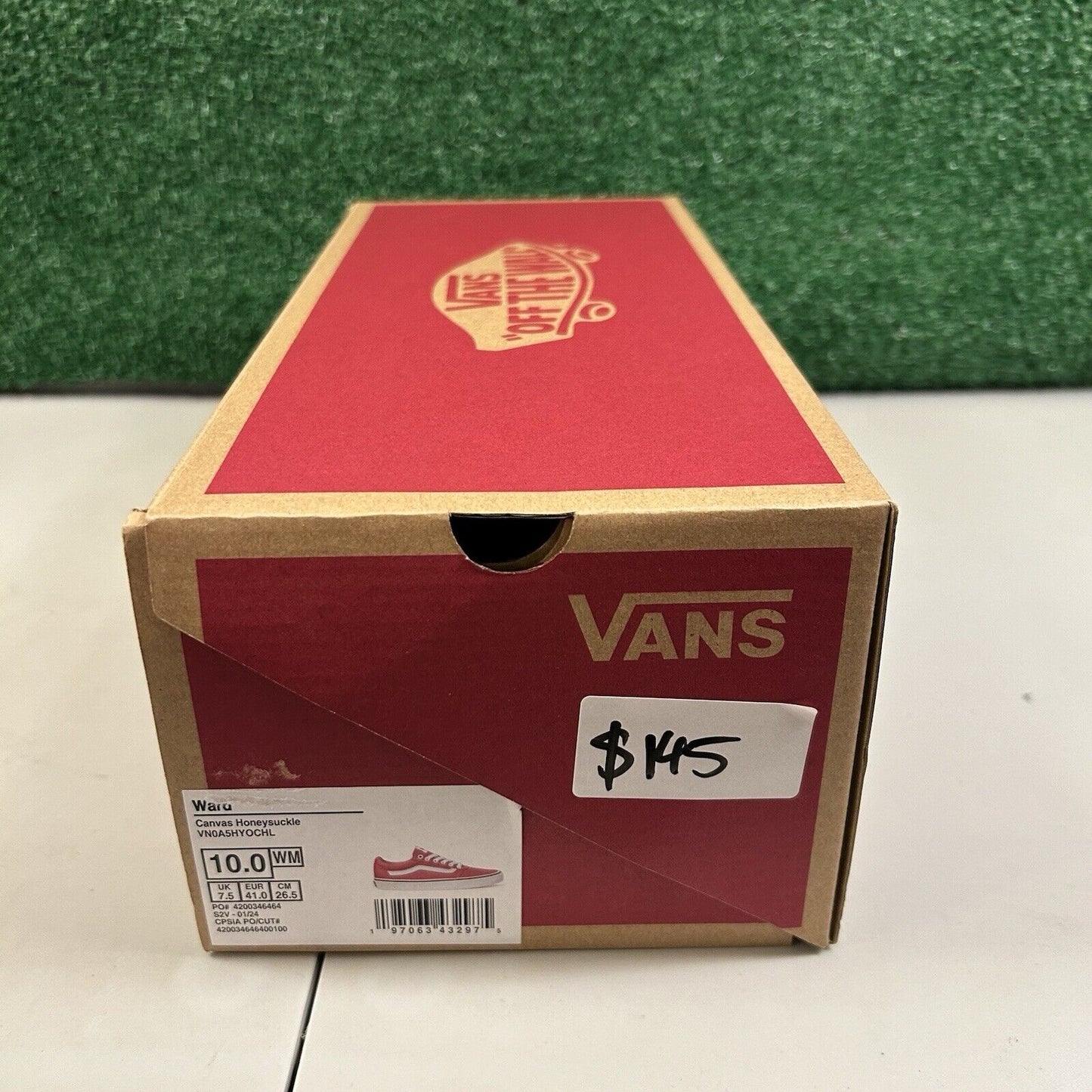 Vans Ward Womens 10 Pink White Shoes Sneakers Canvas Skateboarding Casual NEW