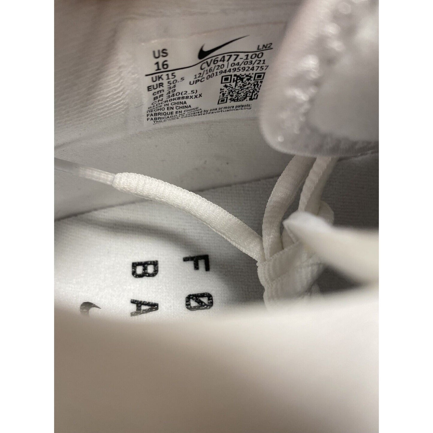 Nike Alpha Menace Pro 2 Mens Size 16 Low White Football Cleats CV6477-100 NEW