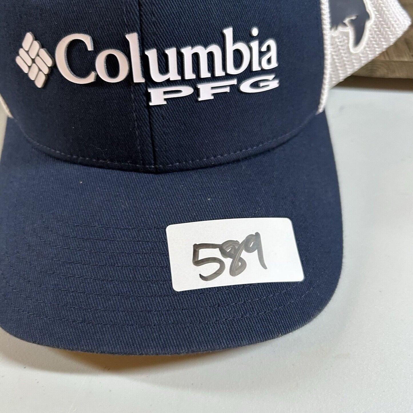 Columbia PFG Baseball Hat Cap Mens Large / Extra Large Navy White Fish Outdoor