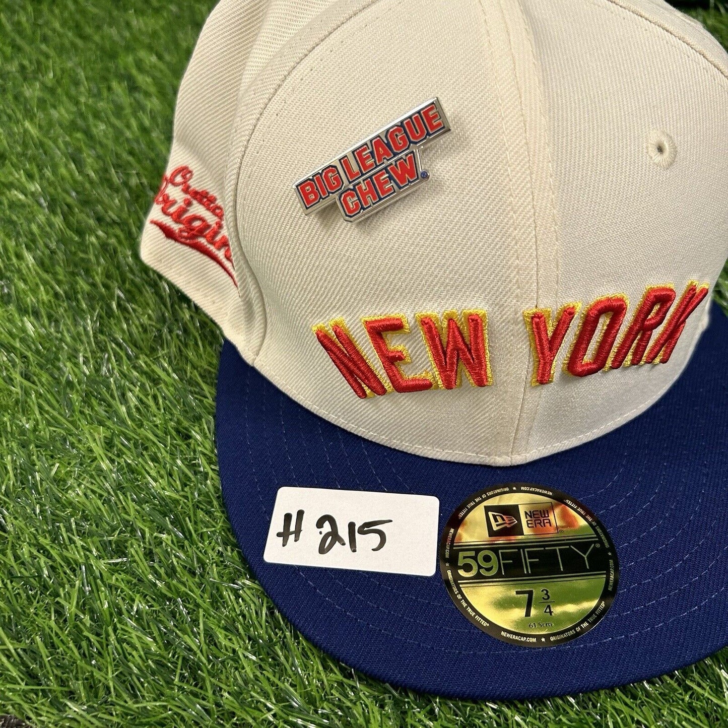 New York Yankees Hat Cap Mens 7 3/4 White Blue New Era Big League Chew MLB NEW