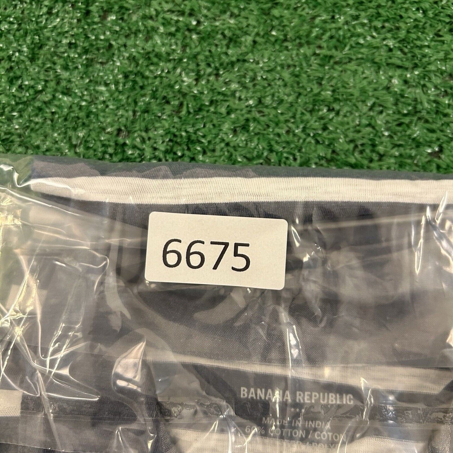 Banana Republic Polo Shirt Mens Large Blue/Gray White Striped Short Sleeve Golf