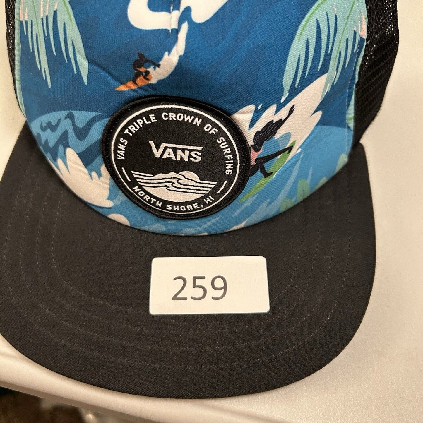 Vans Surf Patch Trucker Hat Cap Mens Snapback Blue Black Skater Surfer Outdoor