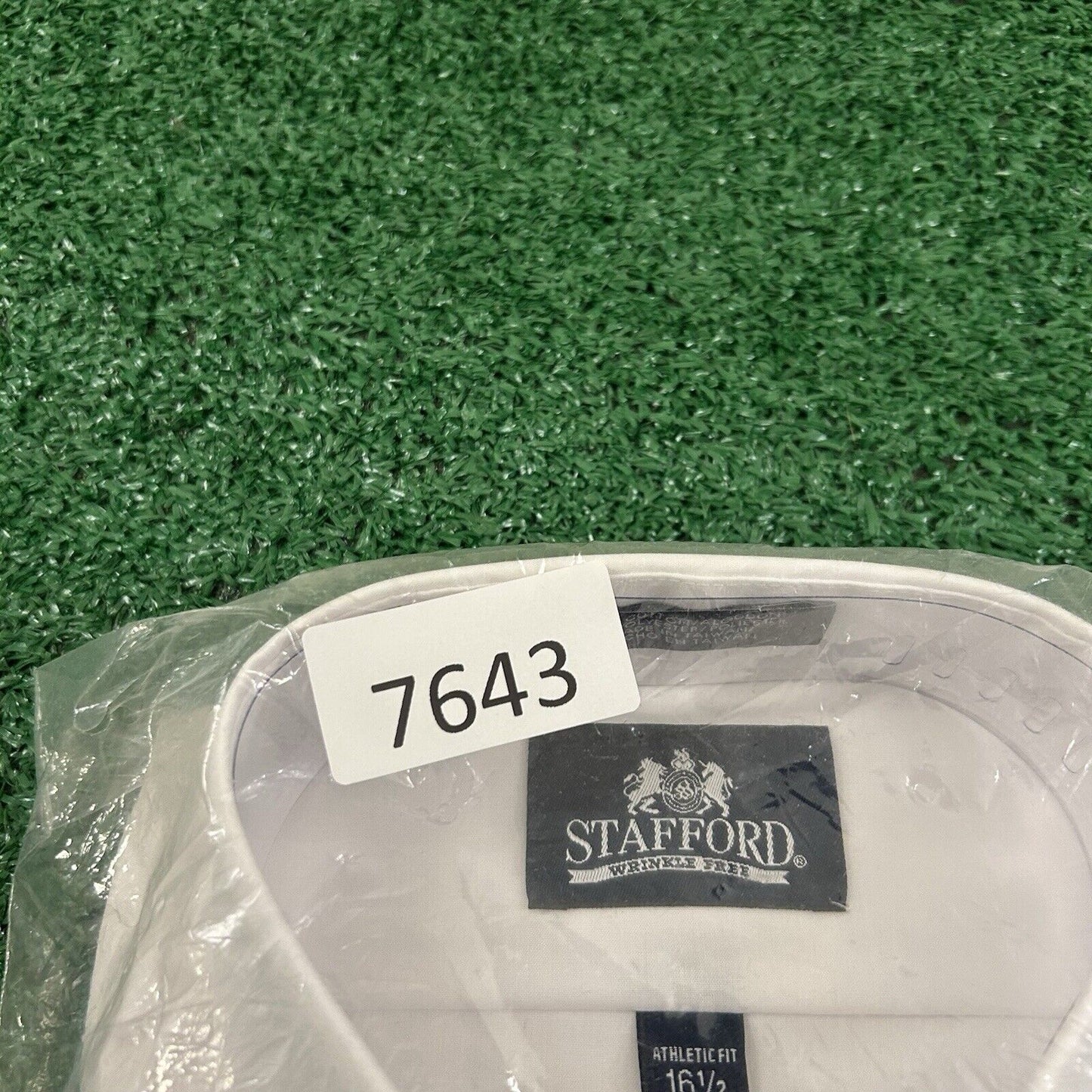 Stafford Super Shirt Mens 16.5 White Athletic Fit Button Up Short Sleeve NEW