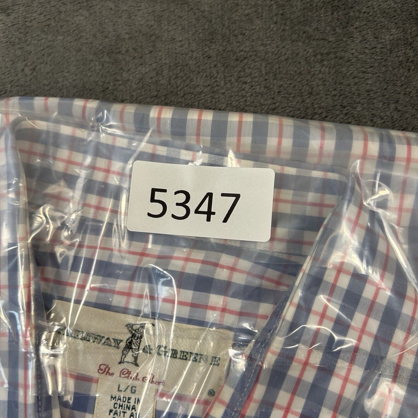 Fairway Greene Shirt Mens Large Blue White Red Check Button Up Long Sleeve Golf