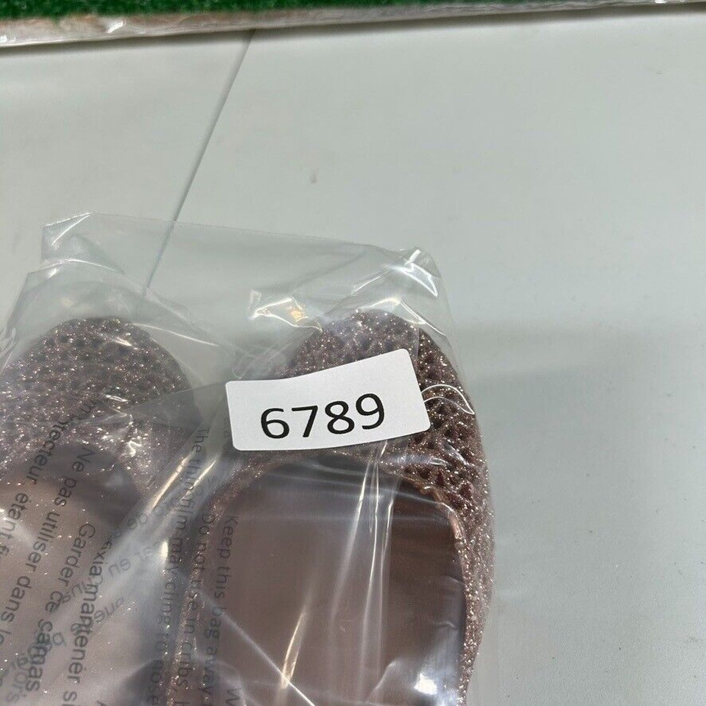 Mini Melissa Campana Glitter Ballet Flats Sparkle Shoes Rose Gold Kids Size 3Y