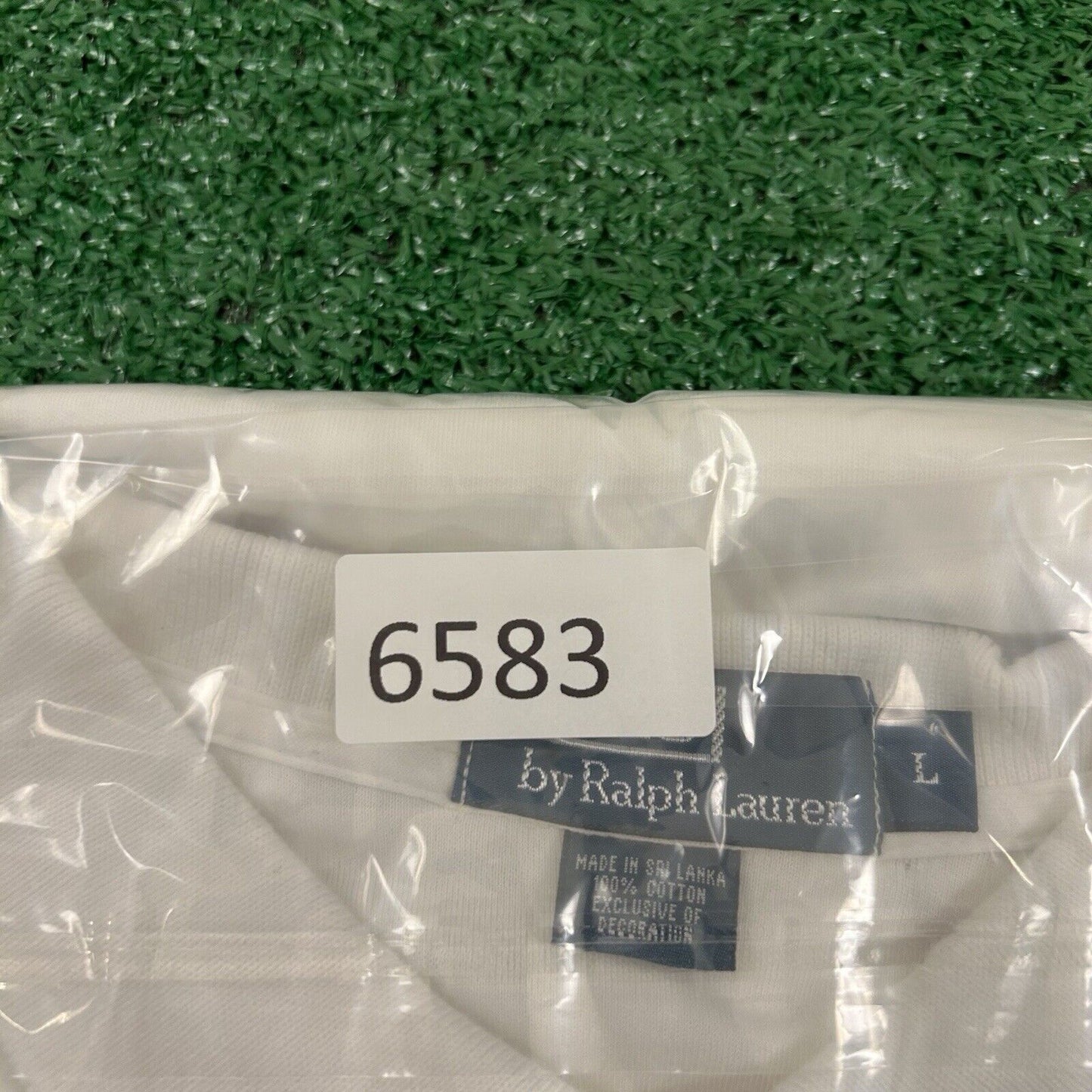 Polo Ralph Lauren Polo Shirt Mens Large White Navy Short Sleeve Golf Work Pony