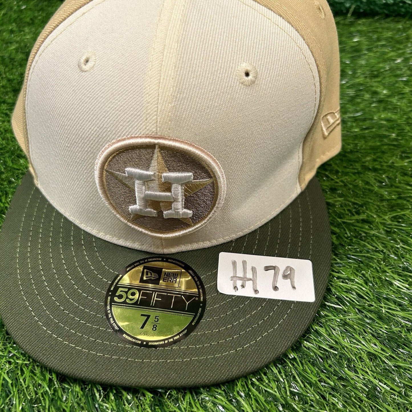 Houston Astros Hat Cap Mens 7 5/8 Beige Green Birchwood New Era Baseball MLB NEW