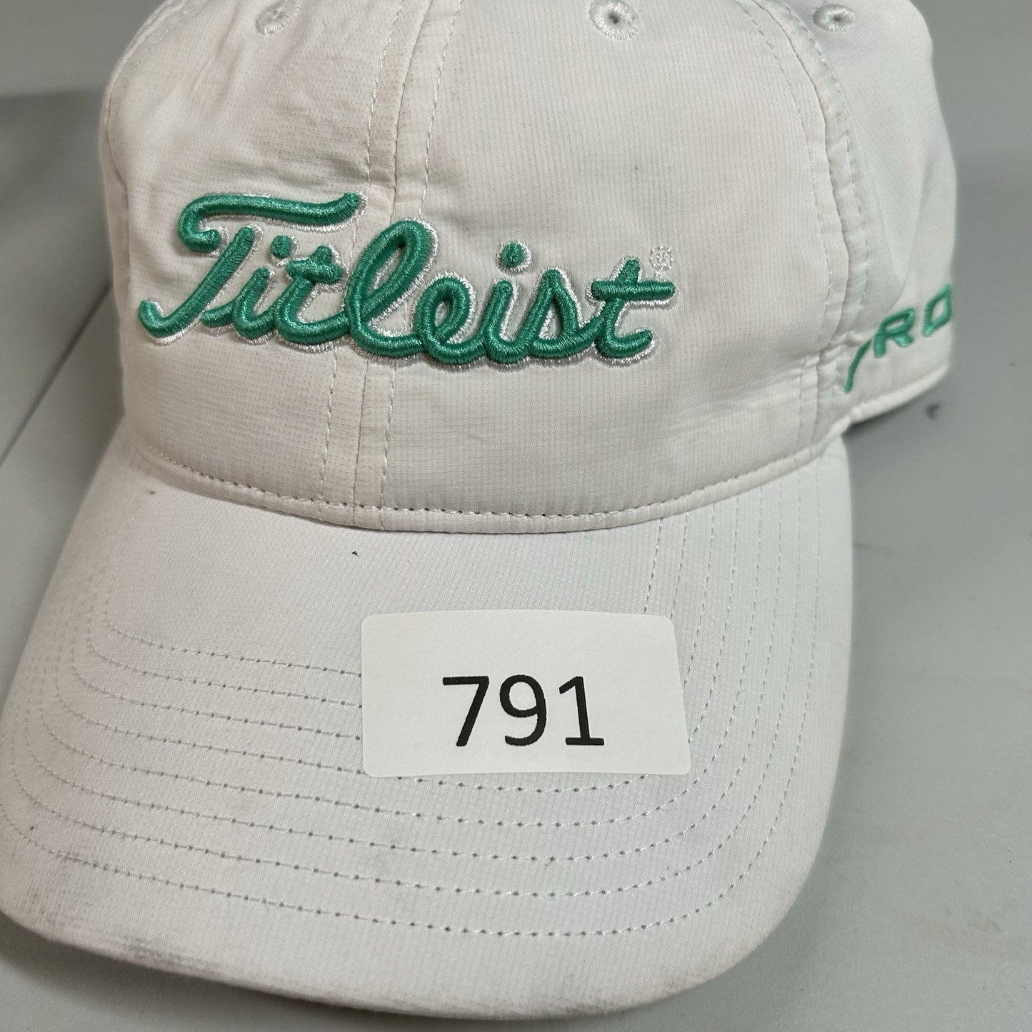 Titleist Golf Hat Cap Adult Strap Back White Green/Blue Footjoy ProV1 Adjustable