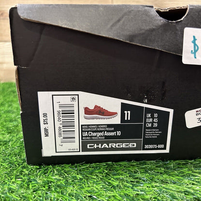 Under Armour Charged Assert 10 Mens Size 11 Red Shoes Sneaker Athletic NEW W/Box