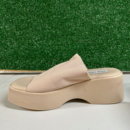 Steve Madden Slinky 30 Platform Sandals Slides Beige Chunky Heel Y2K Womens 6