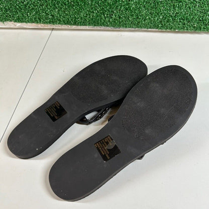 Steve Madden Edged Chain Embellished Slide Sandals Black 3 Strap Womens 7.5