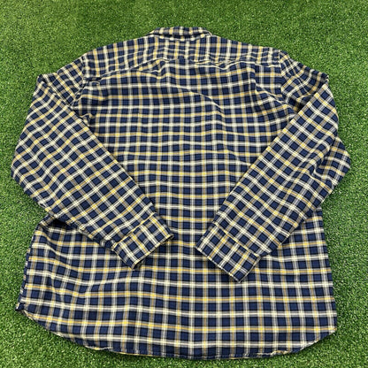Gap Shirt Mens Extra Large Blue Yellow Plaid Button Up Long Sleeve Work Colorful