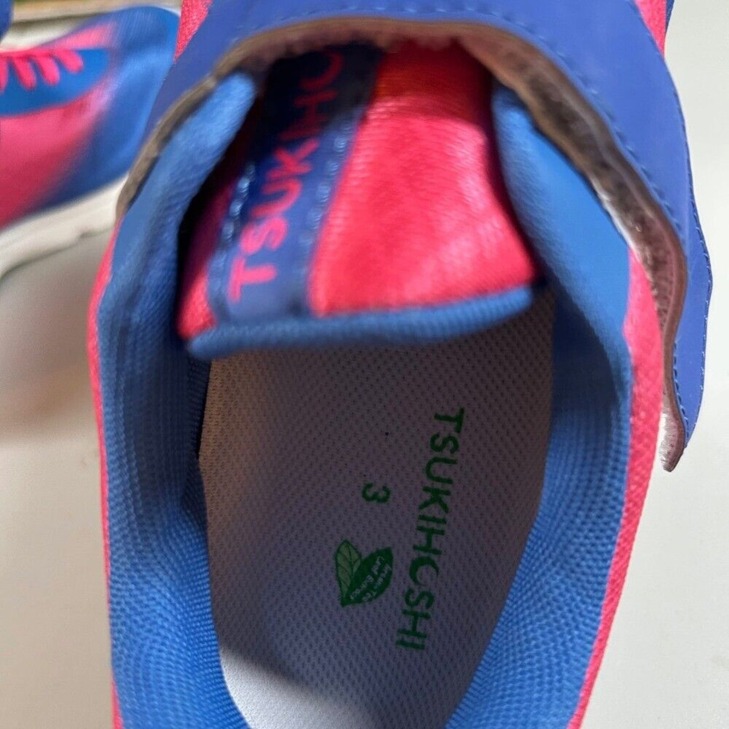 Tsukihoshi Kids Racer Sneakers Pink & Blue Hook and Loop Closure Youth 3Y