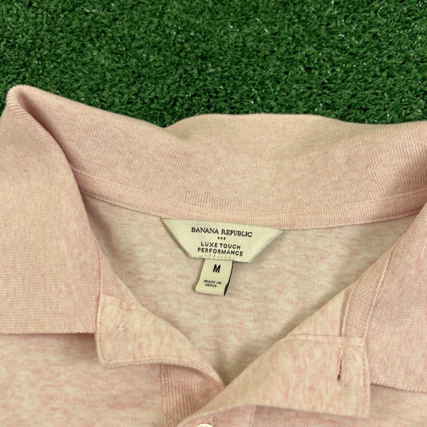 Banana Republic Performance Polo Shirt Mens Medium Pink Short Sleeve Golf Luxe