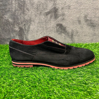 Johnston Murphy Loafers Womens 8 M Black Shoes Leather Suede Casual Slip On