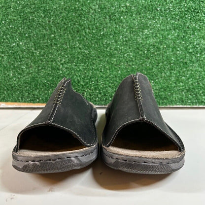 Josef Seibel Maverick 03 Leather Slides Sandals Comfort Black Mens 8/8.5 / 44EU