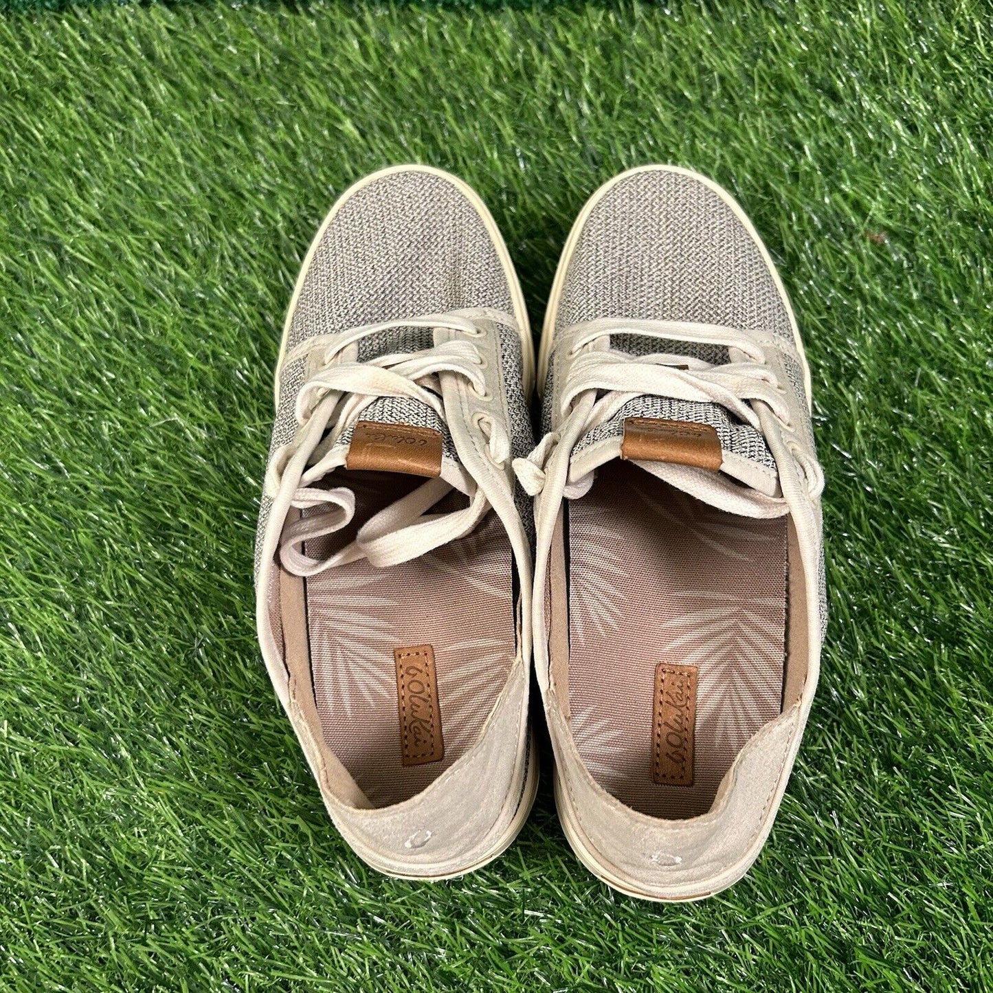 Olukai Pehuea Li Women 6 Beige Shoes Sneaker Knit Casual Lace Up Outdoor Preppy