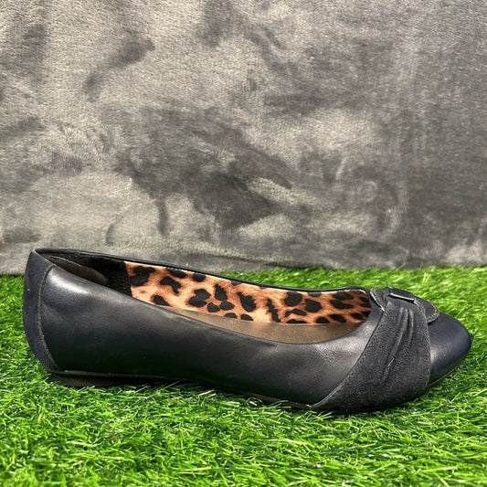 Clarks Bendables Flats Womens 7 W Blue Leather Shoes Slip On Casual Comfort