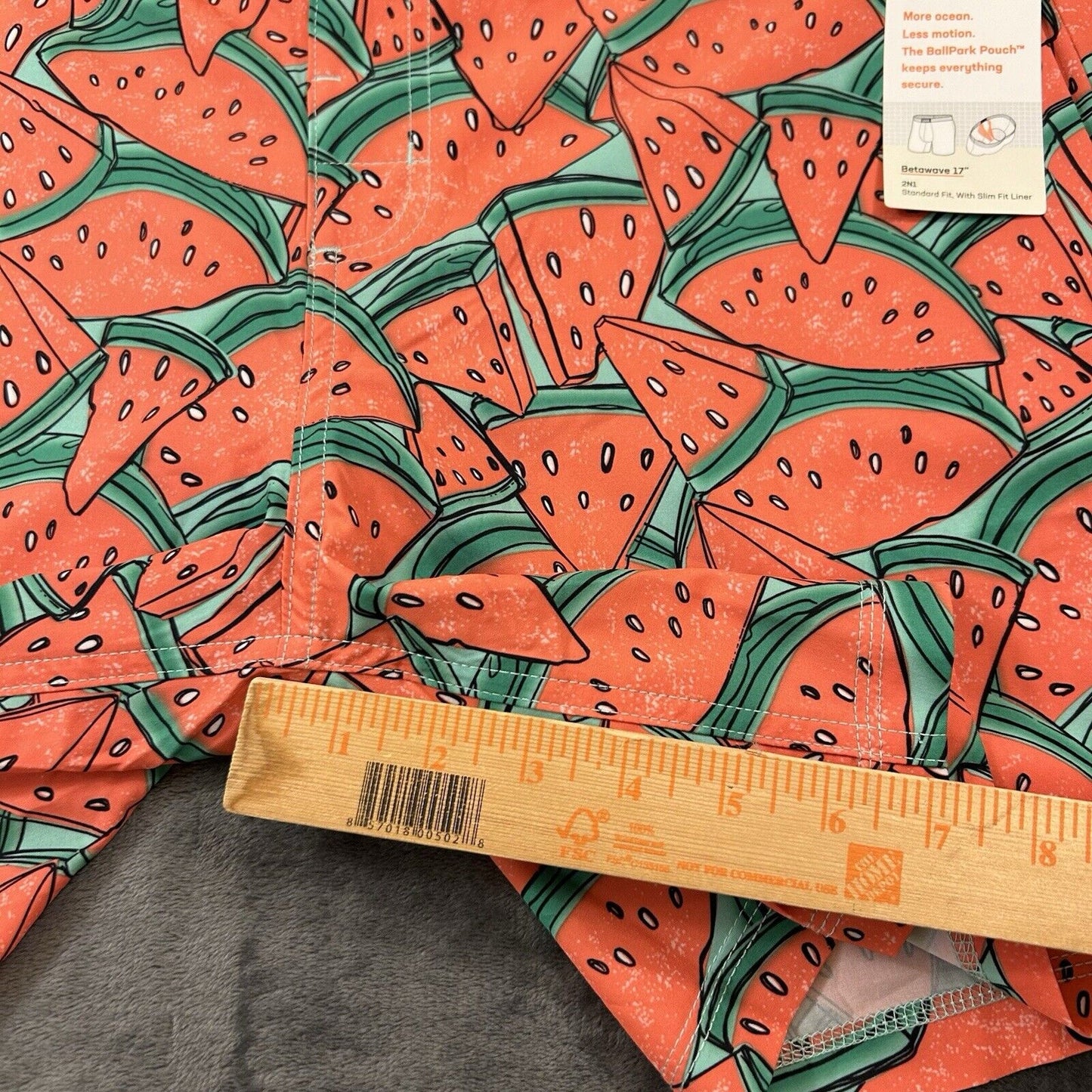 SAXX Betawave 2N1 Board Shorts Men 38" Red Watermelon AOP Drawstring Swim NEW