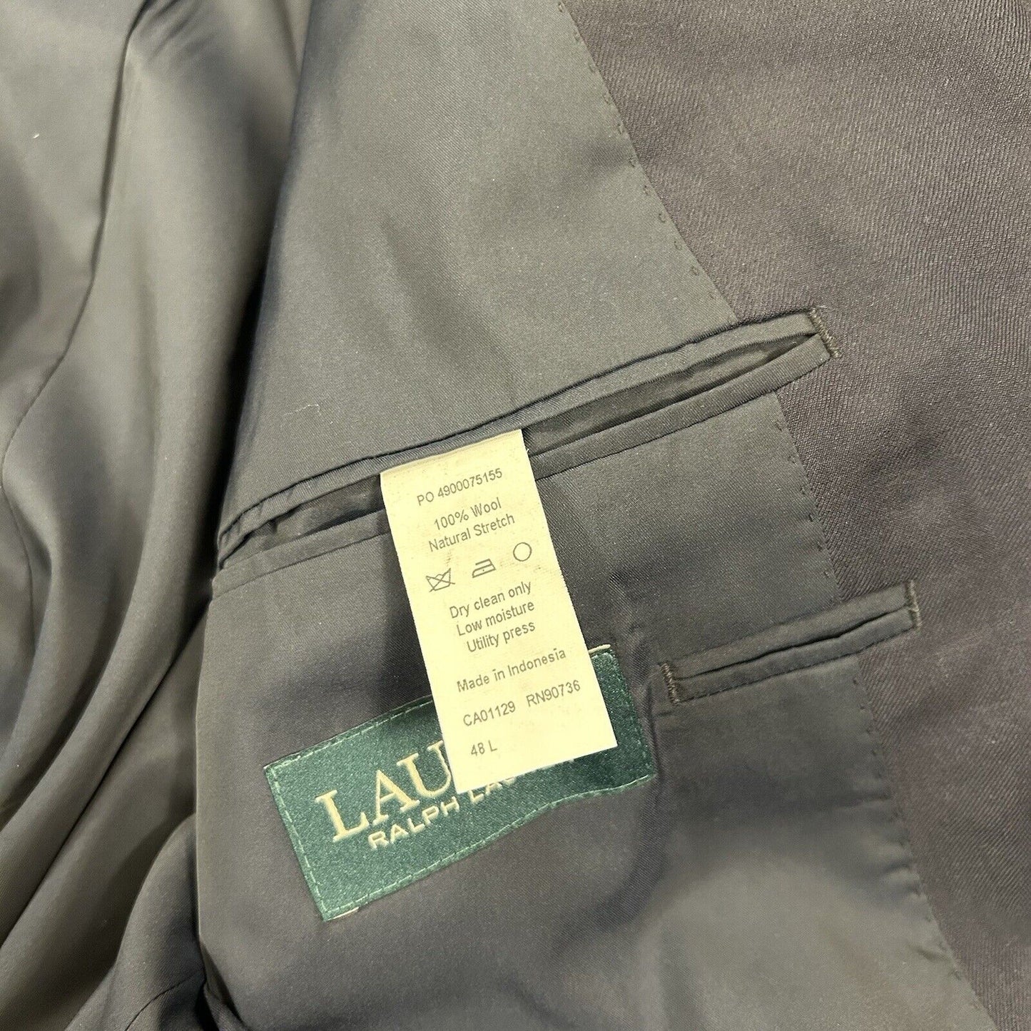 Lauren Ralph Lauren Blazer Suit Jacket Mens 48L Navy Wool Sport Coat Stretch