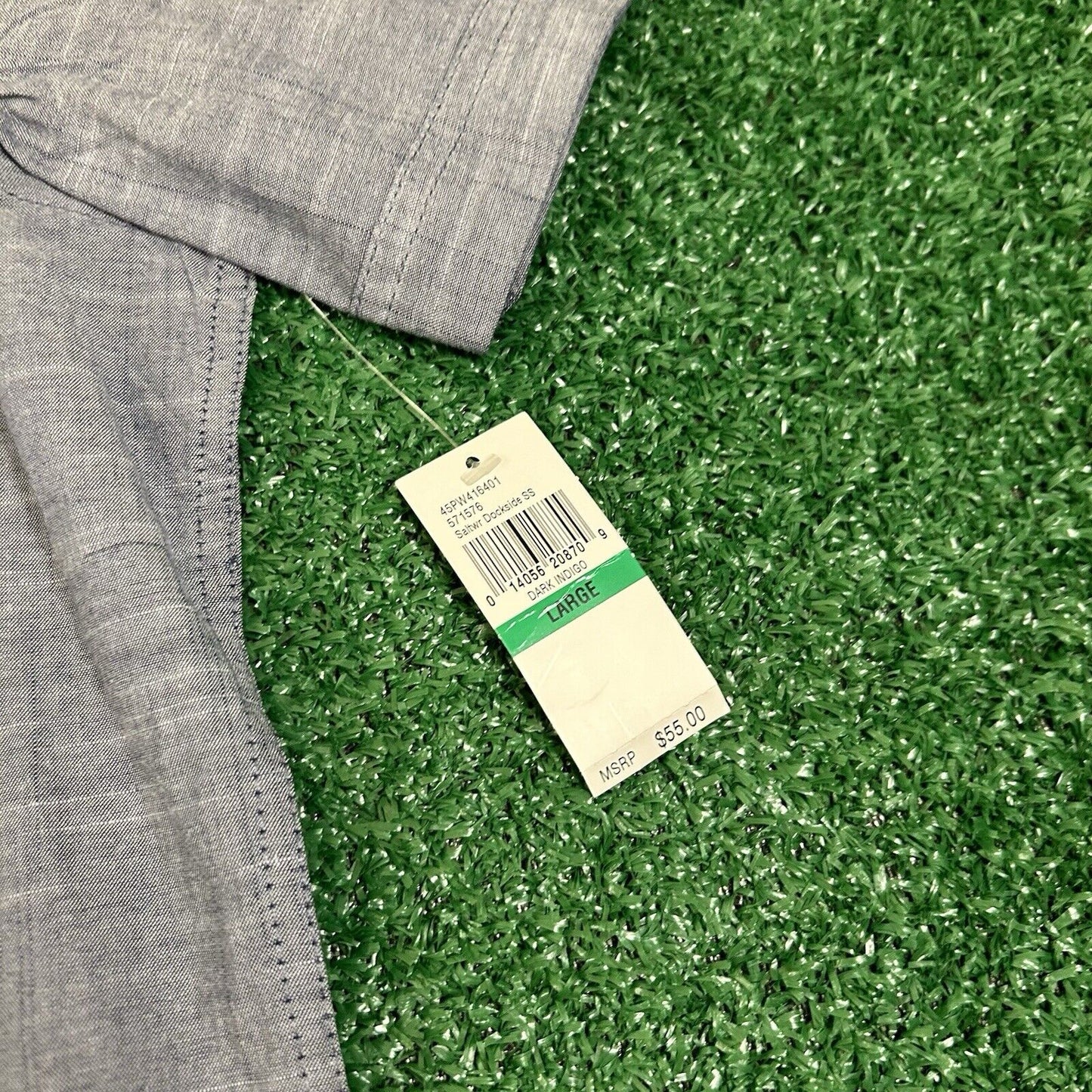 Izod Saltwater Shirt Mens Large Blue Button Up Short Sleeve Relaxed Classics New