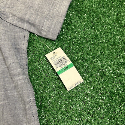 Izod Saltwater Shirt Mens Large Blue Button Up Short Sleeve Relaxed Classics New