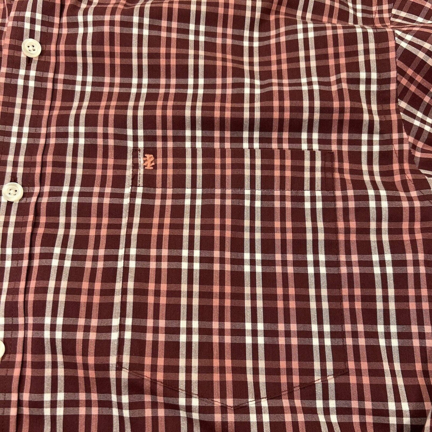 IZOD Shirt Mens Large Red White Plaid Button Up Long Sleeve Stretch Casual Work