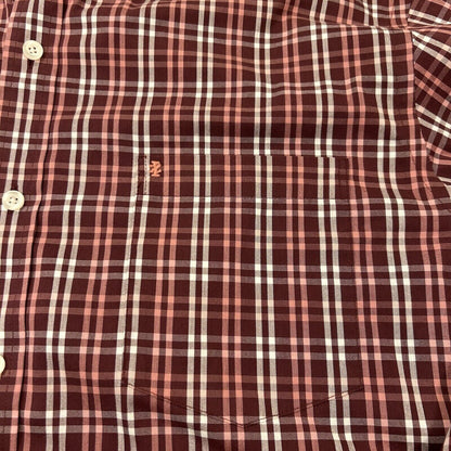 IZOD Shirt Mens Large Red White Plaid Button Up Long Sleeve Stretch Casual Work