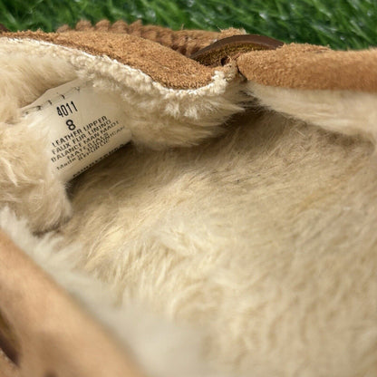 Minnetonka Moccasins Womens 8 M Brown Leather Suede Shoes Slipper Fur Lined