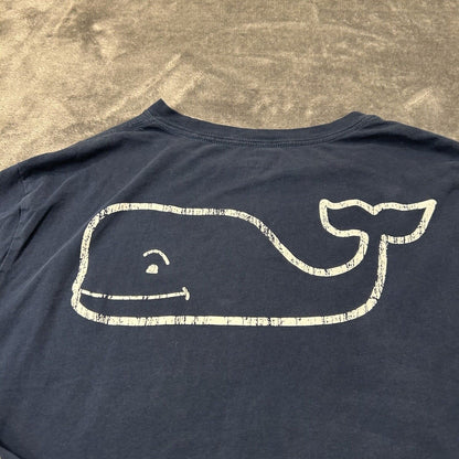 Vineyard Vines Shirt Mens Medium Blue White Long Sleeve Graphic Tee Casual