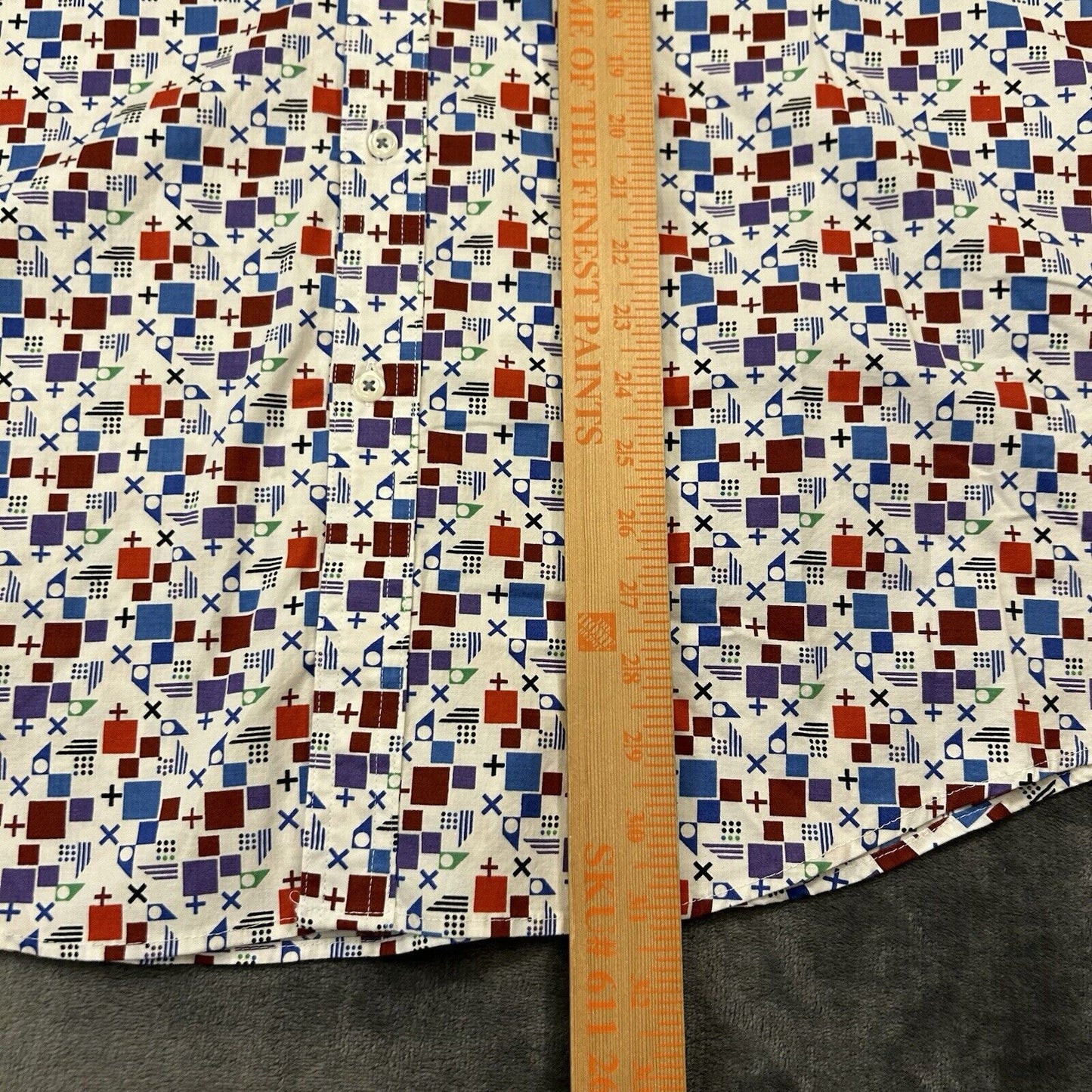 Cremieux Shirt Mens Extra Large White Geometric Button Up Short Sleeve NEW $59