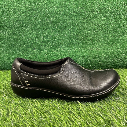 Clarks Ashland Joy Loafers Womens 9 M Black Leather Shoes Slip On Comfort Casual