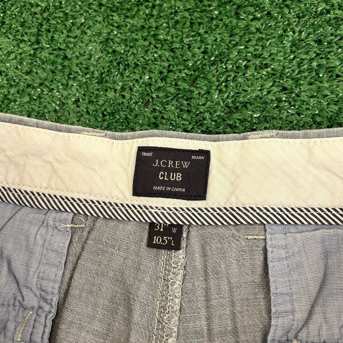 J Crew Chino Shorts Mens 31 Blue/Gray Casual Outdoor Golf 10.5" Inseam