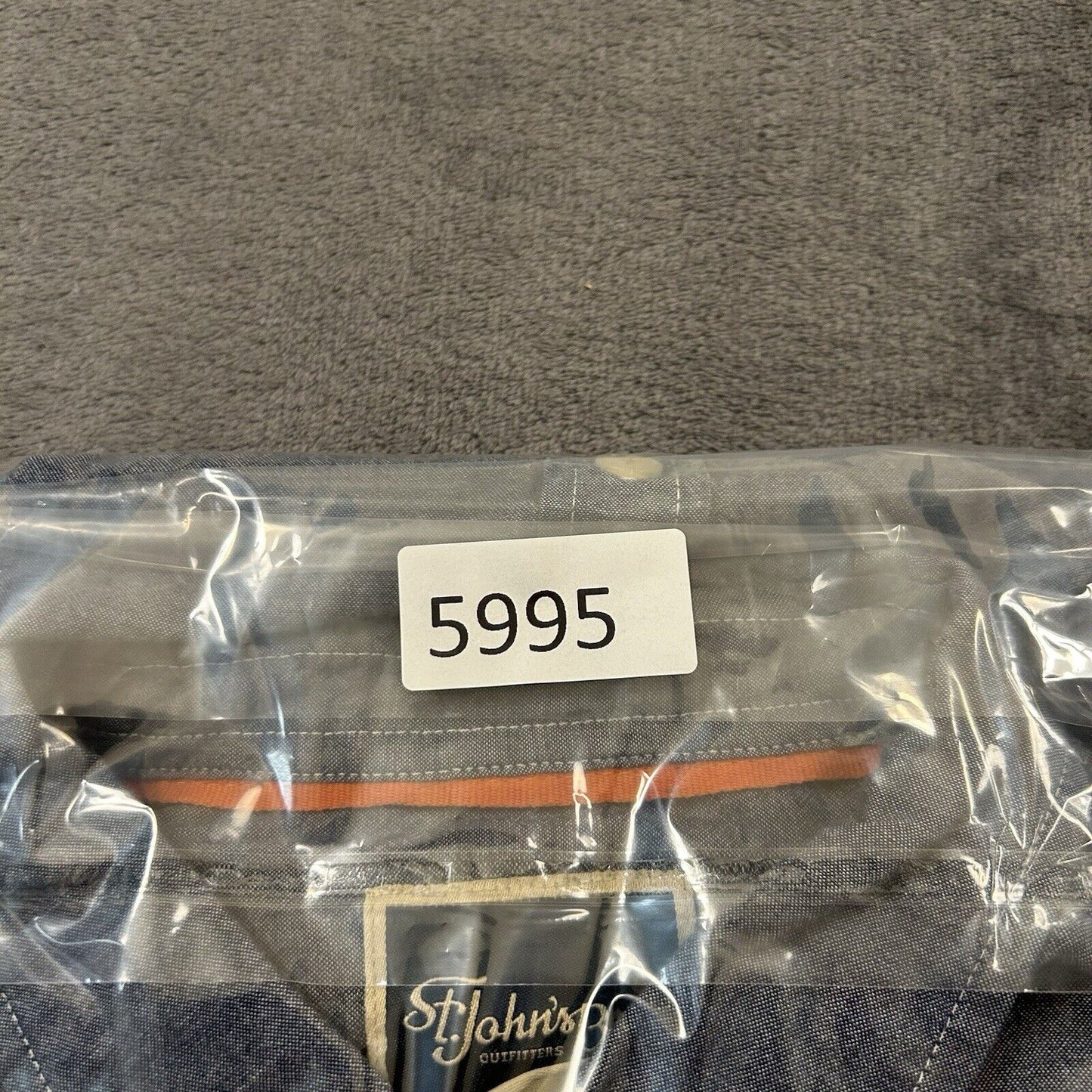 St Johns Bay Shirt Mens Large Blue Button Up Short Sleeve Double Pocket Casual