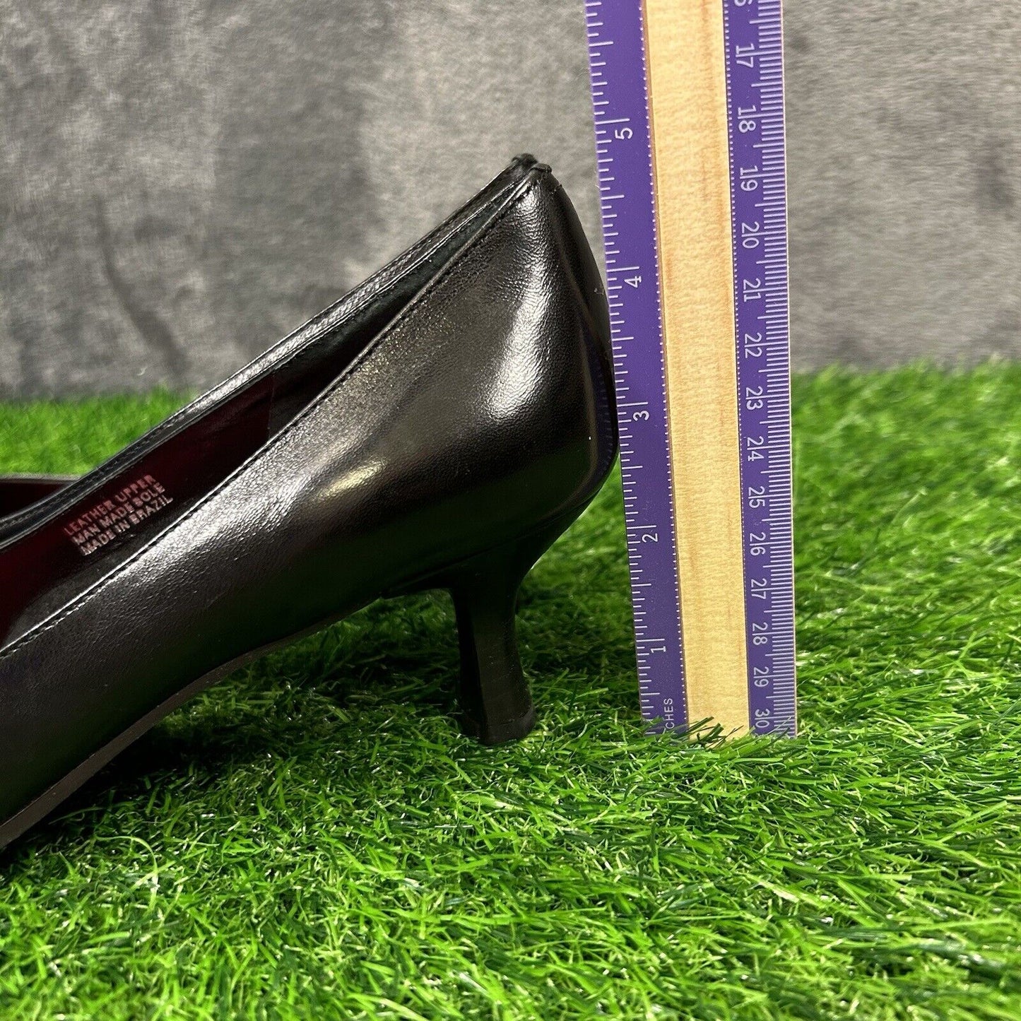 Etienne Aigner Heels Womens 7.5 M Black Pumps Leahter Casual Work Flower Preppy