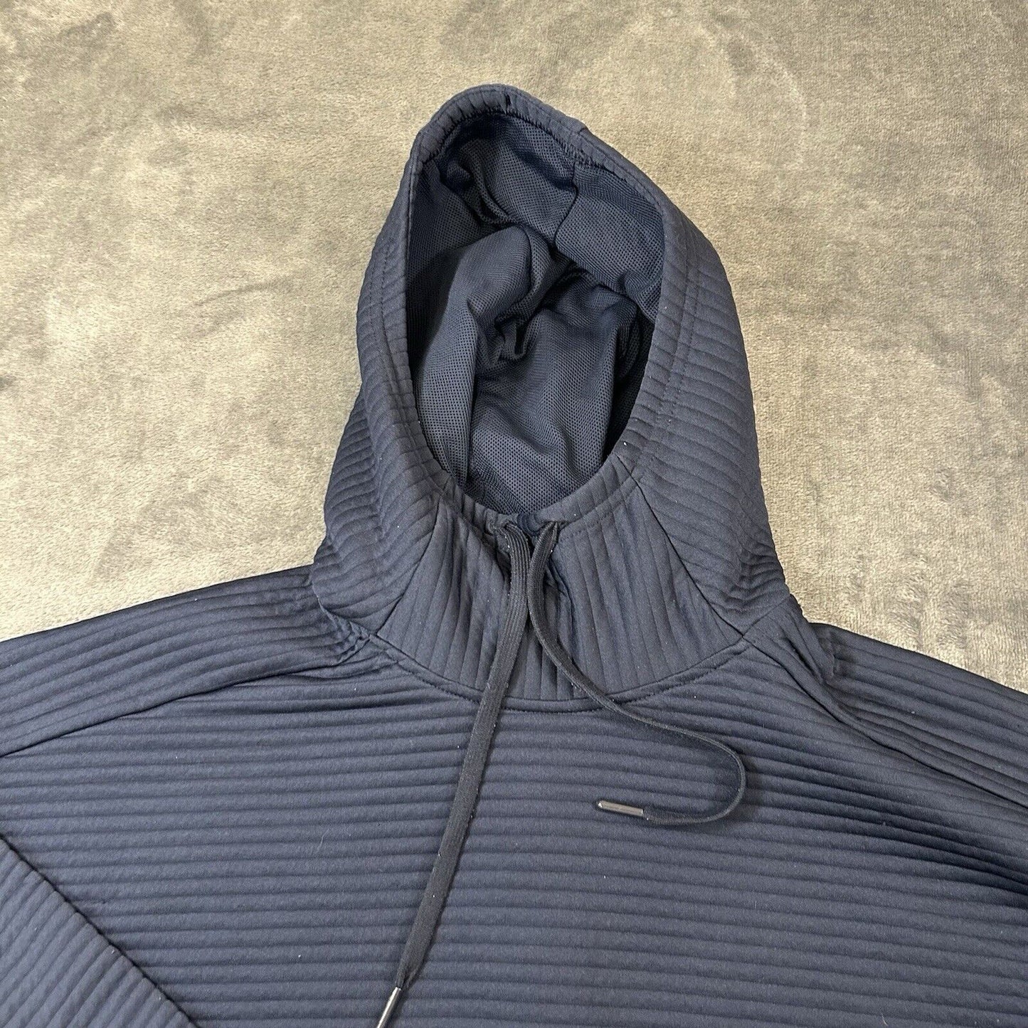 Nike Sweater Womens Extra Small Navy Ribbed Cropped Oversized Sweatshirt Hoodie