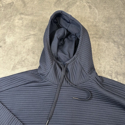 Nike Sweater Womens Extra Small Navy Ribbed Cropped Oversized Sweatshirt Hoodie