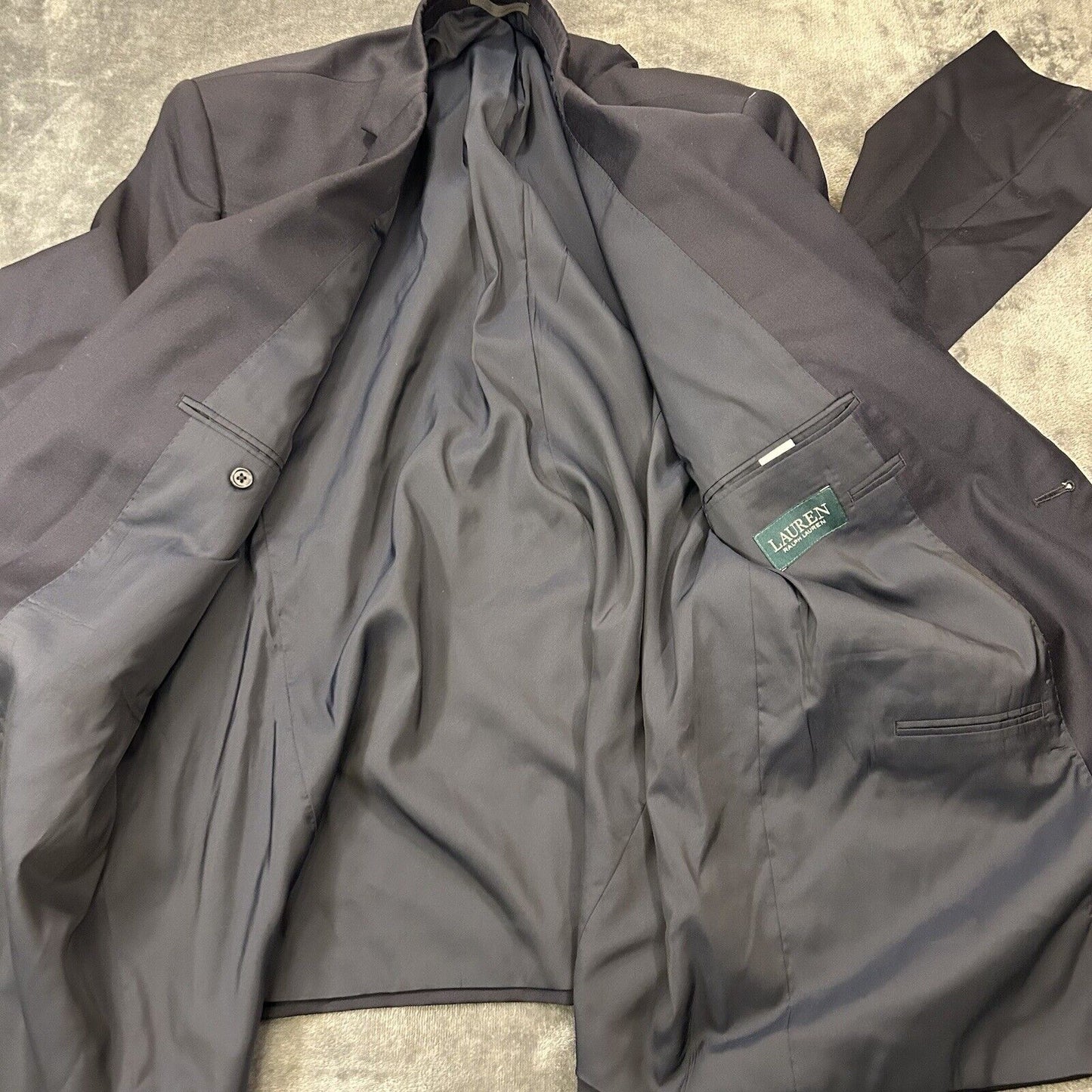 Lauren Ralph Lauren Blazer Suit Jacket Mens 48L Navy Wool Sport Coat Stretch