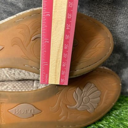 Born Adour Flats Womens 7 M Gray Beige Snakeskin Leather Shoes Slip On Casual