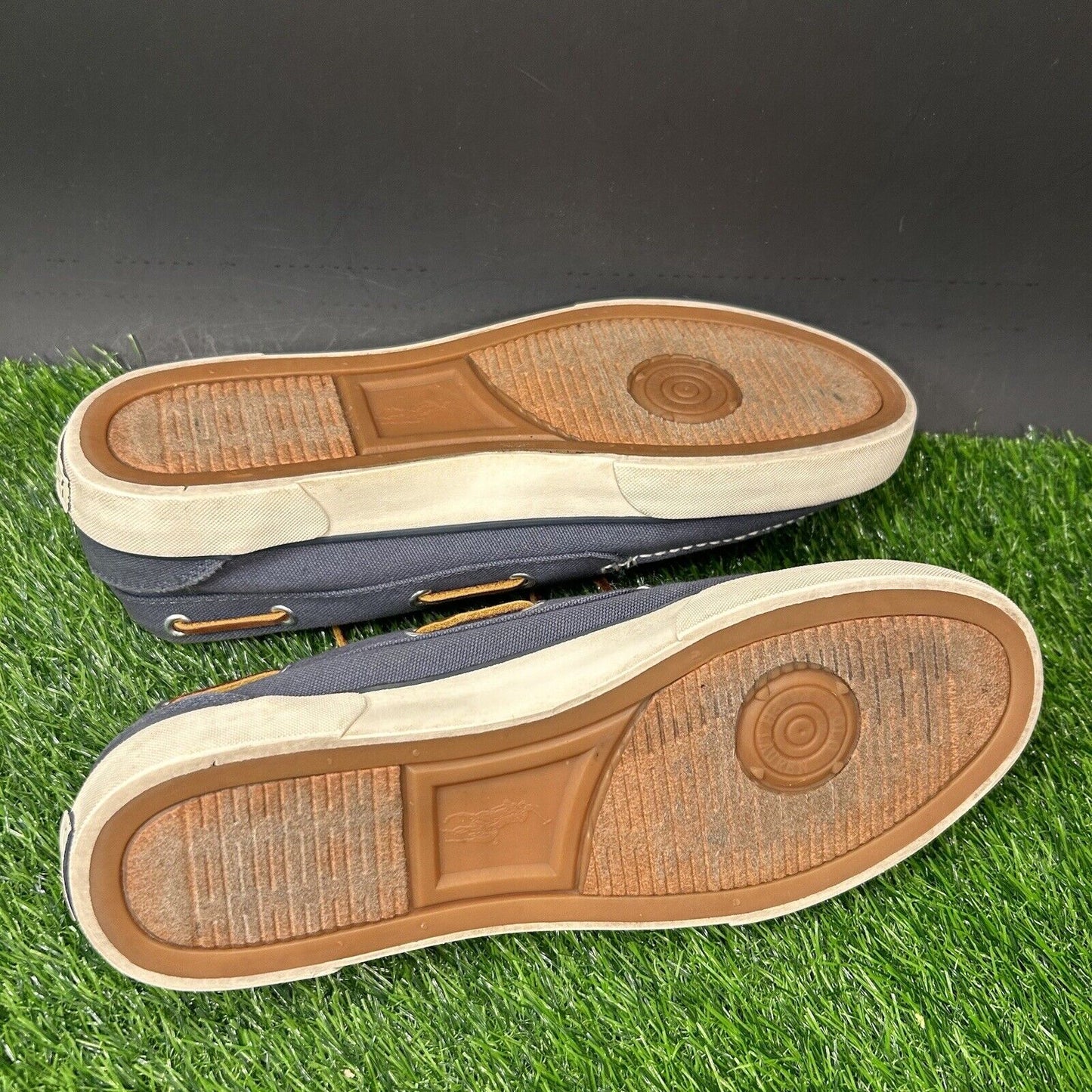 Polo Ralph Lauren Sander Mens 10 D Blue White Shoes Loafers Casual Lace Up