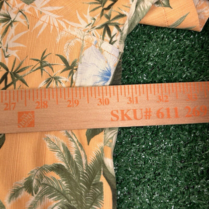 Tommy Bahama Hawaiian Shirt Mens 3XB Orange Floral Button Up Short Sleeve Silk