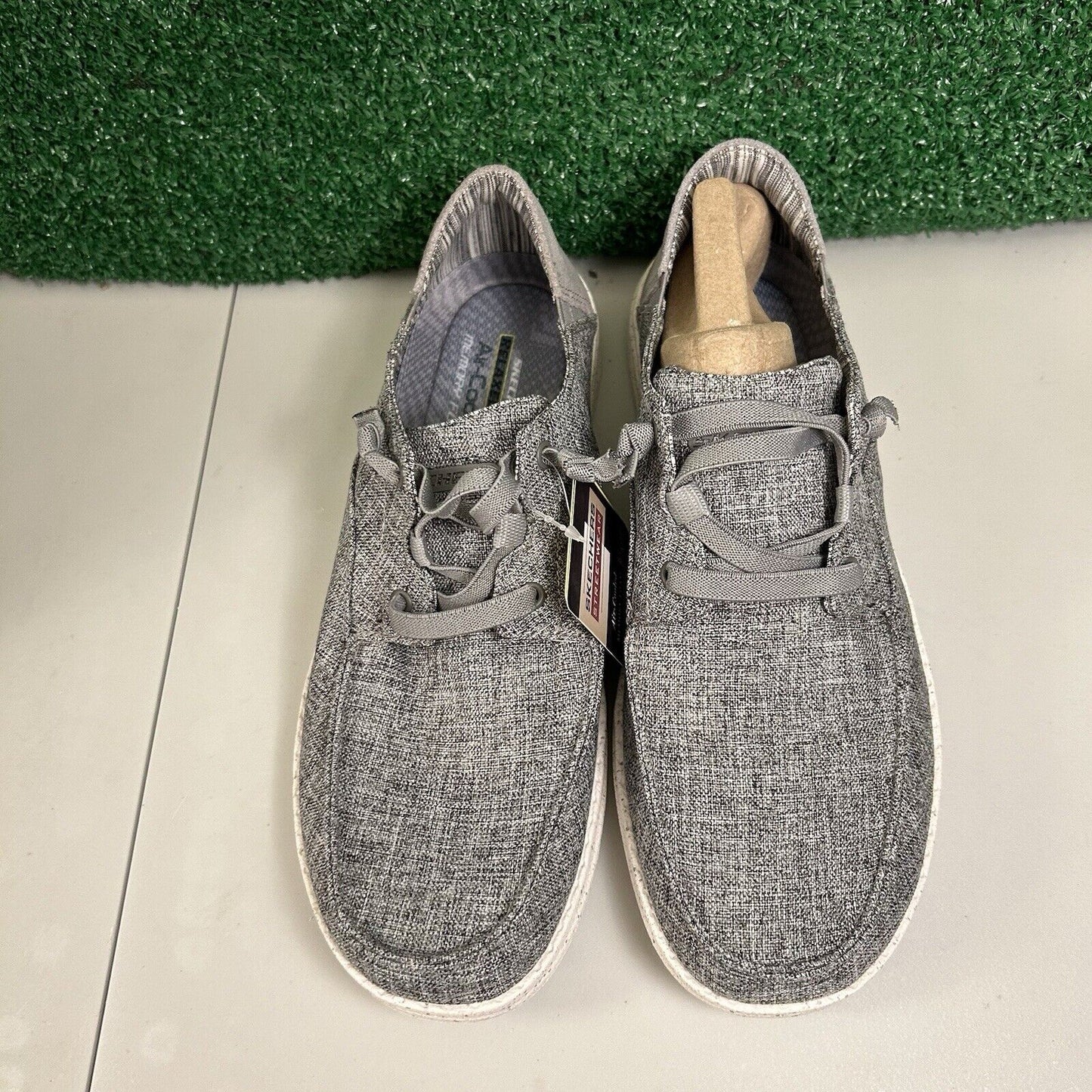 Skechers Melson Planon Mens 9 Gray Shoes Loafers Walking Comfort Slip On NEW