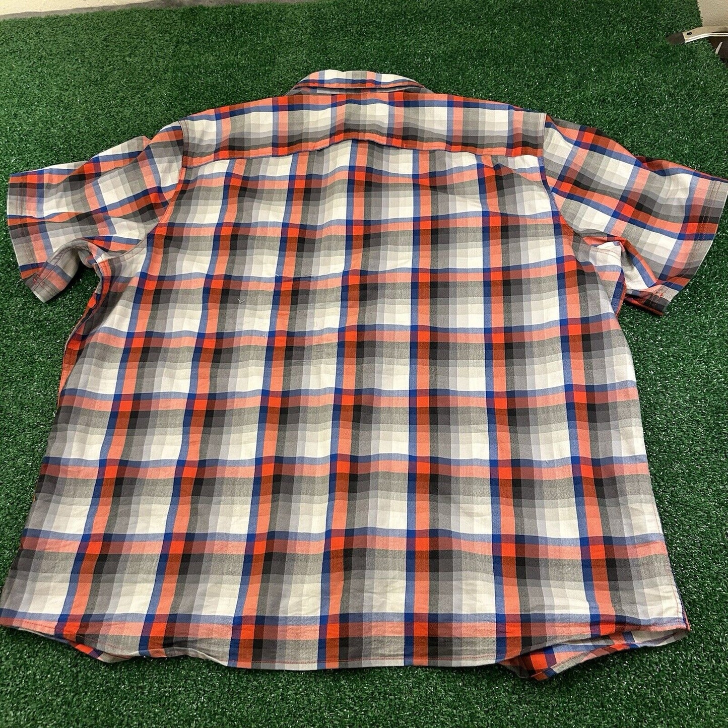 Wrangler Shirt Mens XXL 2XL Blue Red Gray Button Up Short Sleeve Flap Pockets