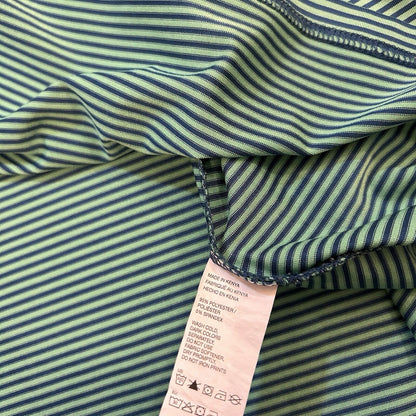 Izod Golf Polo Shirt Mens Extra Large Green Blue Striped Short Sleeve Stretch