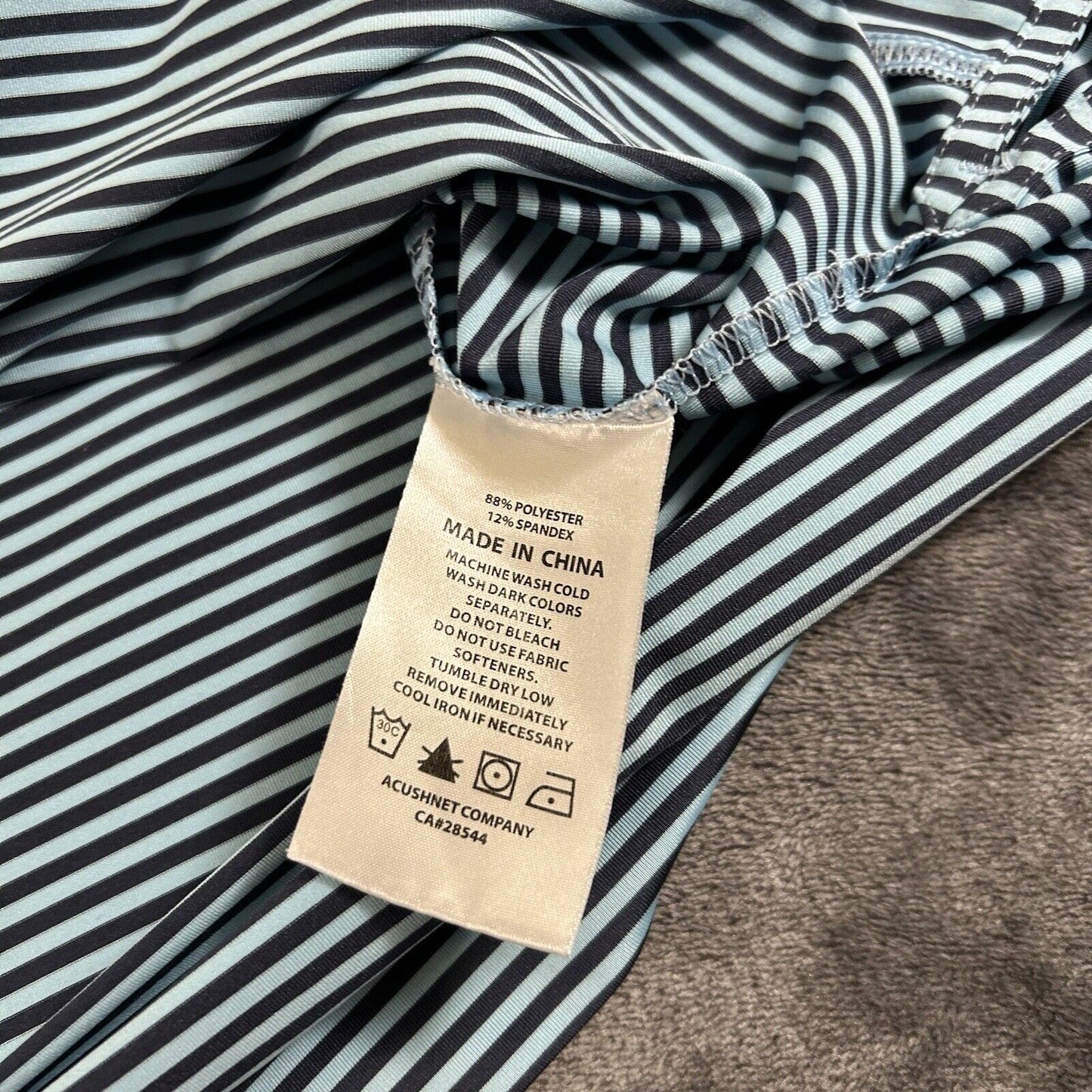 Footjoy Golf Polo Shirt Mens Extra Large Blue Black Striped Short Sleeve Stretch