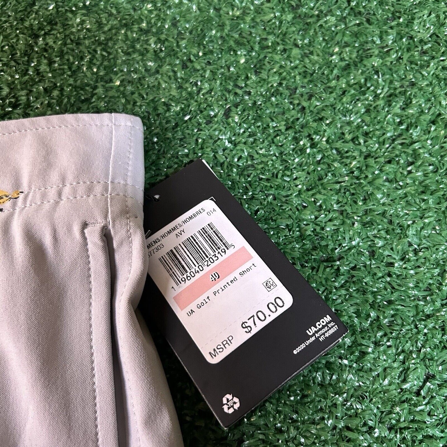 Under Armour Golf Shorts Mens 40" Gray Flat Front Bird Print Water Resistant New