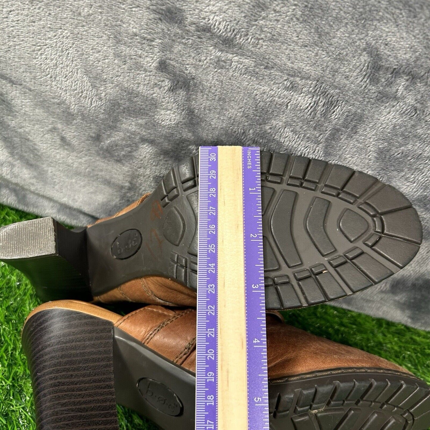 Born Mules Womens 8 M Brown Leather Slip On Heeled Buckle Casual Work Outdoor