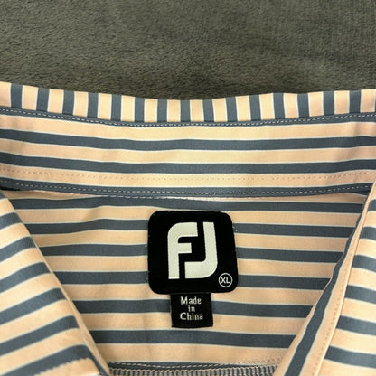 FootJoy Polo Shirt Mens Extra Large Gray Pink Striped Short Sleeve Casual Golf